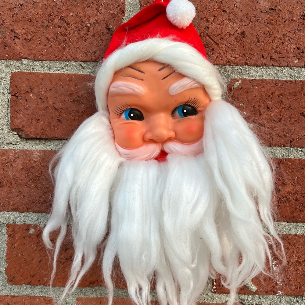 Vintage Hanging Santa Face, Musical, Christmas